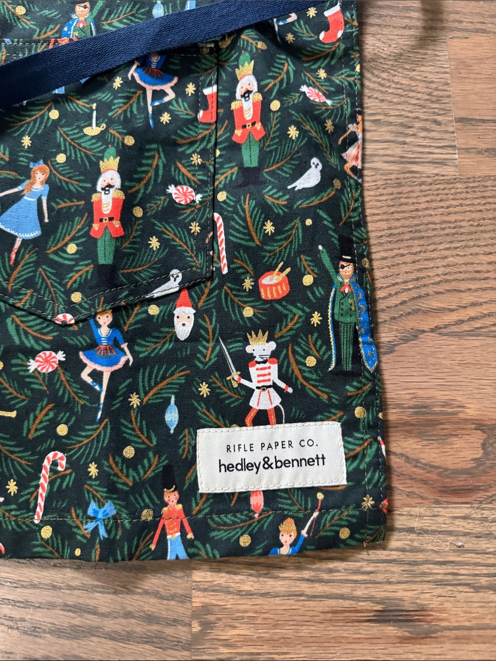 Kids Holiday Nutcracker Print Apron with Navy Ties - Picture 2 of 4